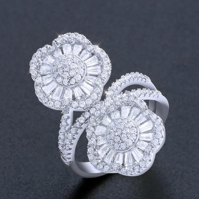 Bulk Jewelry Wholesale gold brass white steel flower Rings JDC-RS-AS161 Wholesale factory from China YIWU China
