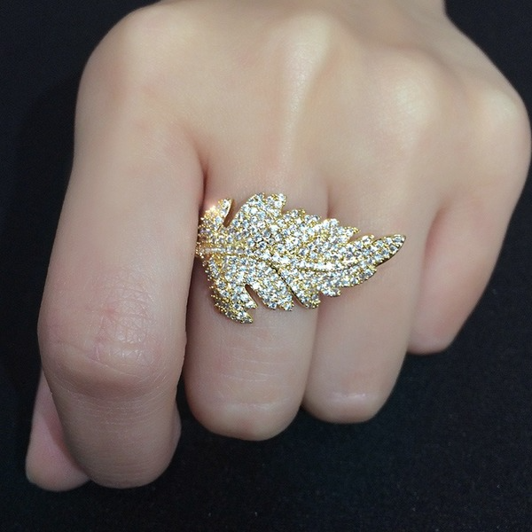 Bulk Jewelry Wholesale gold brass white steel leaf Rings JDC-RS-AS168 Wholesale factory from China YIWU China