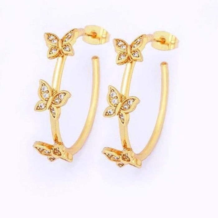 Wholesale gold butterfly style copper fashion Earrings JDC-ES-WN033 Earrings 薇妮 TER1082 Wholesale Jewelry JoyasDeChina Joyas De China