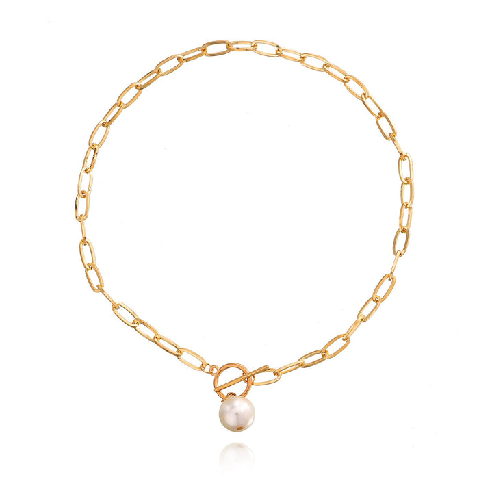 Wholesale gold chain pearl pendant alloy necklaces JDC-NE-ZW018 necklaces JoyasDeChina gold Wholesale Jewelry JoyasDeChina Joyas De China