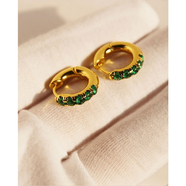 Wholesale Gold Circle Vintage Emerald Zircon Coarse Small Earrings JDC-ES-BaoLi001 Earrings 宝莉 Wholesale Jewelry JoyasDeChina Joyas De China