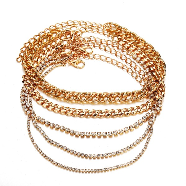 Bulk Jewelry Wholesale gold claw chain full of diamond alloy Anklet JDC-AS-F412 Wholesale factory from China YIWU China