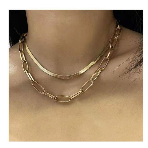 Wholesale gold color double chain alloy necklaces JDC-NE-TC261 necklaces JoyasDeChina Wholesale Jewelry JoyasDeChina Joyas De China