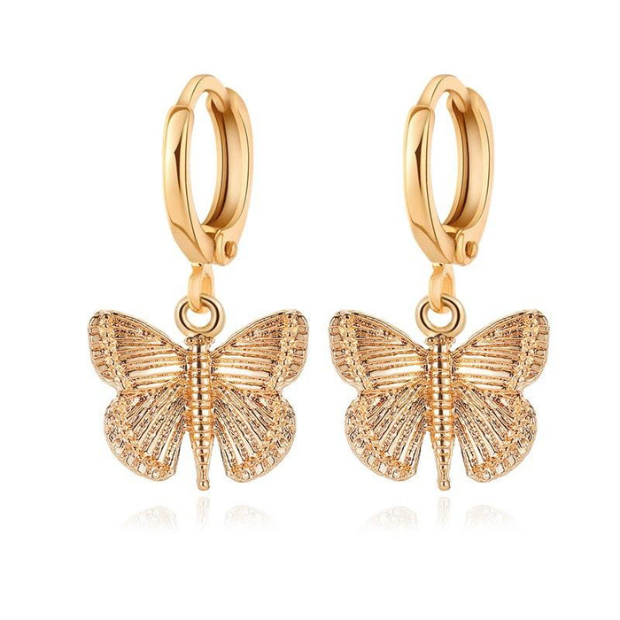 Wholesale gold color electroplating alloy butterfly earrings JDC-ES-GSD117 Earrings JoyasDeChina 01KC gold 0932 Wholesale Jewelry JoyasDeChina Joyas De China