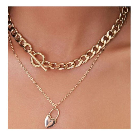 Wholesale gold color heart pendant chain aluminum necklaces JDC-NE-TC258 necklaces JoyasDeChina Wholesale Jewelry JoyasDeChina Joyas De China
