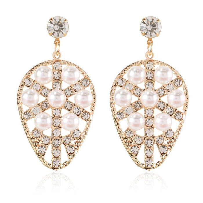 Wholesale gold color inlaid pearl and Rhinestone alloy earrings JDC-ES-TC189 Earrings JoyasDeChina golden Wholesale Jewelry JoyasDeChina Joyas De China