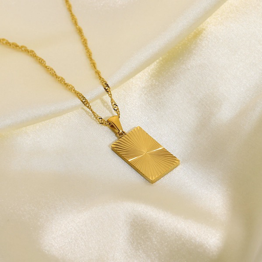 Wholesale gold color stainless steel rectangular pendant necklaces JDC-NE-JD106 necklaces JoyasDeChina Wholesale Jewelry JoyasDeChina Joyas De China