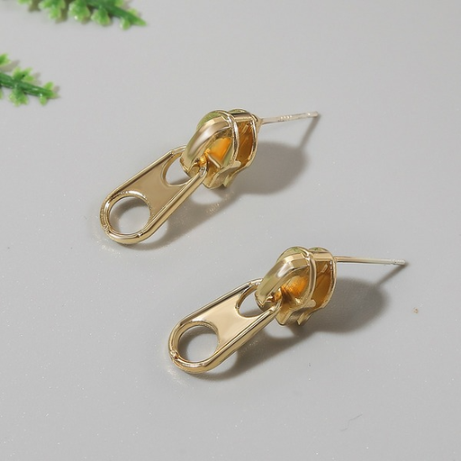 Wholesale gold color zipper pull alloy earrings JDC-ES-JR034 Earrings JoyasDeChina Wholesale Jewelry JoyasDeChina Joyas De China