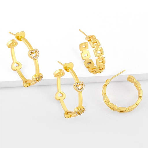 Wholesale Gold Color Zircon Copper Plated 18k Gold Earrings JDC-ES-AS027 Earrings JoyasDeChina Wholesale Jewelry JoyasDeChina Joyas De China