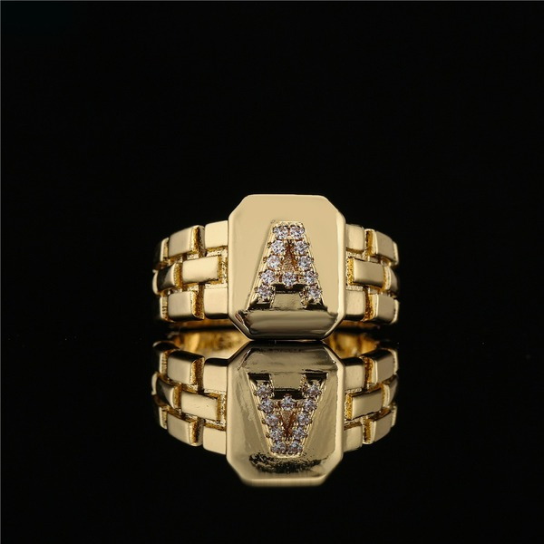 Bulk Jewelry Wholesale gold copper 26 English letter ring JDC-RS-ag022 Wholesale factory from China YIWU China