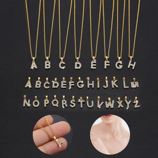 Bulk Jewelry Wholesale gold copper 26 letter necklace JDC-NE-GSWB053 Wholesale factory from China YIWU China