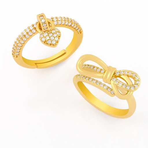 Bulk Jewelry Wholesale gold copper bow opening love Ring JDC-RS-AS104 Wholesale factory from China YIWU China