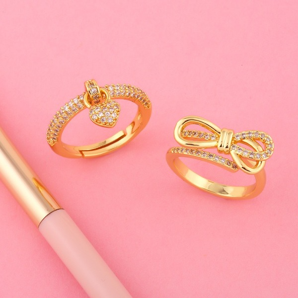Bulk Jewelry Wholesale gold copper bow opening love Ring JDC-RS-AS104 Wholesale factory from China YIWU China