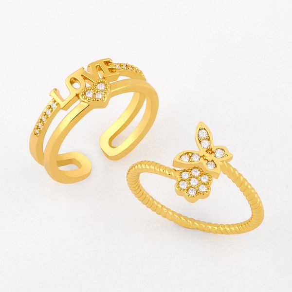Bulk Jewelry Wholesale gold copper butterfly flower Rings JDC-RS-AS143 Wholesale factory from China YIWU China