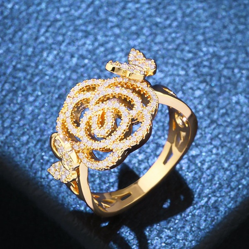 Bulk Jewelry Wholesale gold copper butterfly rose Rings JDC-RS-AS177 Wholesale factory from China YIWU China