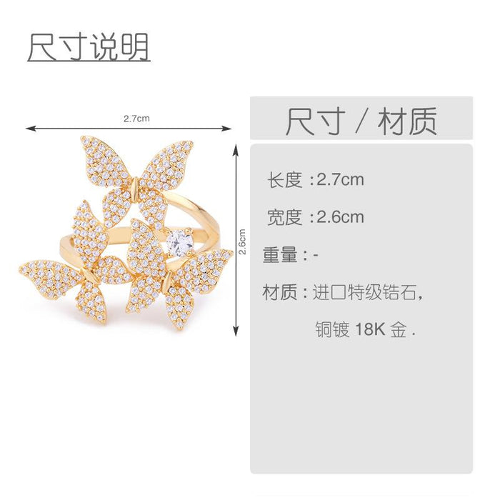 Bulk Jewelry Wholesale gold copper butterfly zircon Rings JDC-RS-AS202 Wholesale factory from China YIWU China