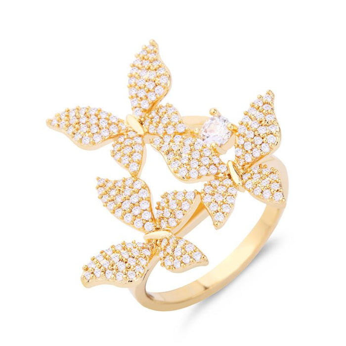 Bulk Jewelry Wholesale gold copper butterfly zircon Rings JDC-RS-AS202 Wholesale factory from China YIWU China