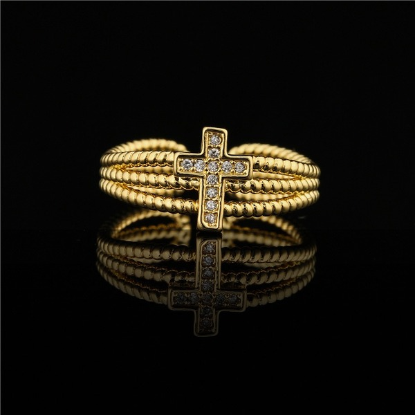 Bulk Jewelry Wholesale gold copper cross geometric ring JDC-RS-ag020 Wholesale factory from China YIWU China