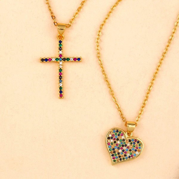 Bulk Jewelry Wholesale gold copper cross Love Pendant Necklaces JDC-NE-AS217 Wholesale factory from China YIWU China
