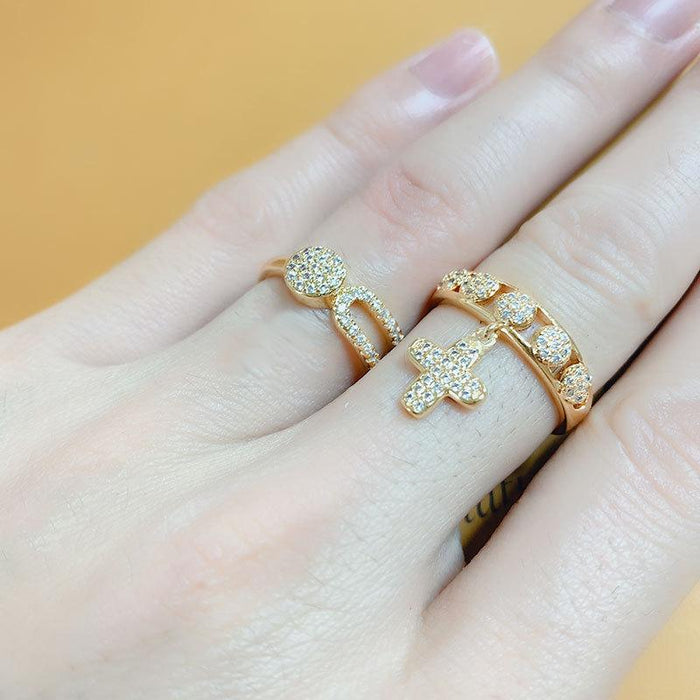 Bulk Jewelry Wholesale gold copper cross opening Rings JDC-RS-AS114 Wholesale factory from China YIWU China