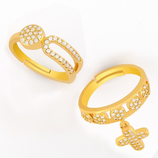 Bulk Jewelry Wholesale gold copper cross opening Rings JDC-RS-AS114 Wholesale factory from China YIWU China