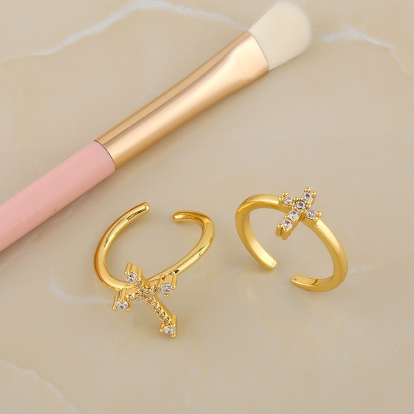 Bulk Jewelry Wholesale gold copper Cross Ring JDC-RS-AS106 Wholesale factory from China YIWU China