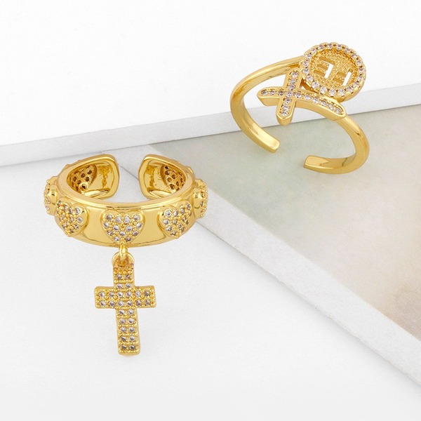 Bulk Jewelry Wholesale gold copper cross Rings JDC-RS-AS126 Wholesale factory from China YIWU China