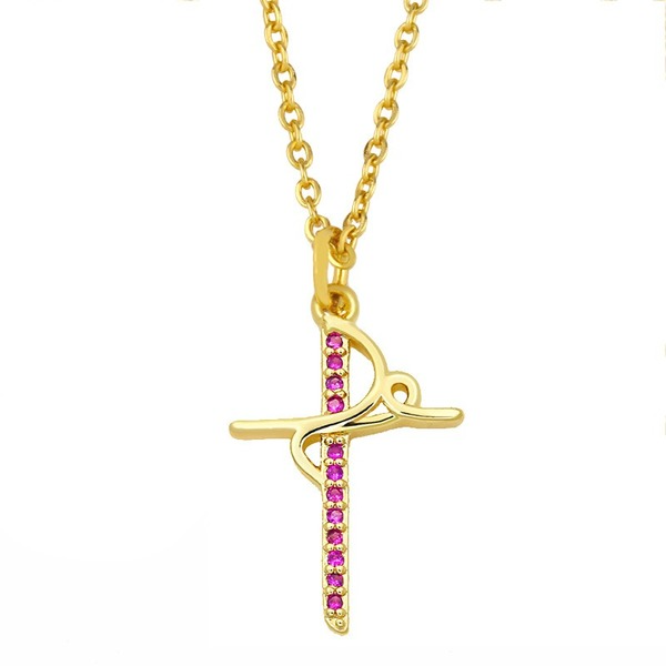 Bulk Jewelry Wholesale gold copper cross Zircon Necklaces JDC-NE-AS253 Wholesale factory from China YIWU China