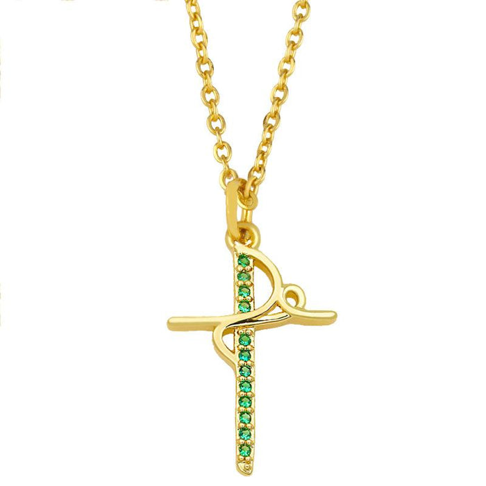 Bulk Jewelry Wholesale gold copper cross Zircon Necklaces JDC-NE-AS253 Wholesale factory from China YIWU China