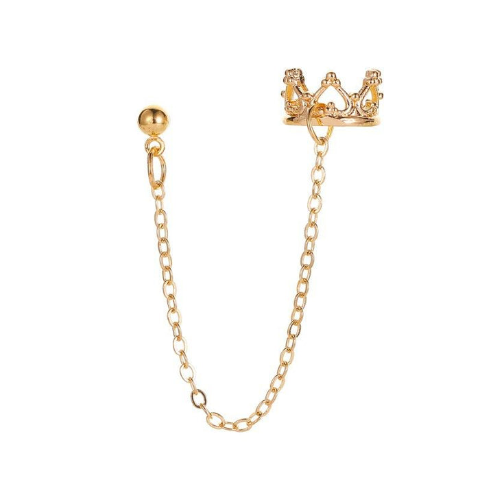 Wholesale gold copper crown U-shaped ear clip hollow JDC-ES-D465 Earrings JoyasDeChina 01kc gold 5916 Wholesale Jewelry JoyasDeChina Joyas De China
