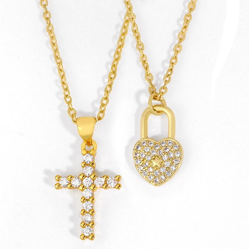 Bulk Jewelry Wholesale gold copper diamond cross love Necklaces JDC-NE-AS255 Wholesale factory from China YIWU China