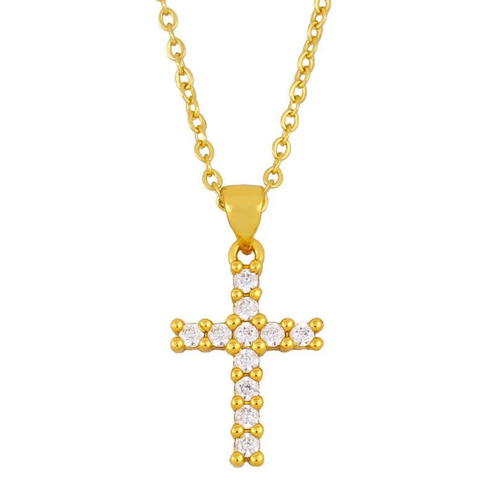 Bulk Jewelry Wholesale gold copper diamond cross love Necklaces JDC-NE-AS255 Wholesale factory from China YIWU China
