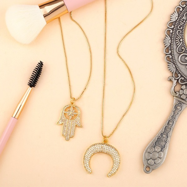 Bulk Jewelry Wholesale gold copper diamond moon Necklaces JDC-NE-AS227 Wholesale factory from China YIWU China