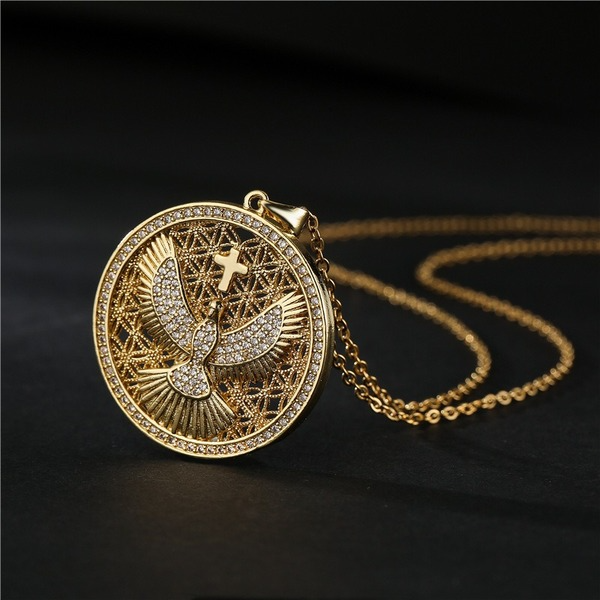 Bulk Jewelry Wholesale gold copper disc eagle necklaces JDC-NE-ag038 Wholesale factory from China YIWU China