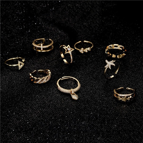 Bulk Jewelry Wholesale gold copper double cross opening Rings JDC-RS-ag054 Wholesale factory from China YIWU China