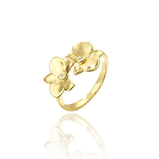 Bulk Jewelry Wholesale gold copper double flower opening Rings JDC-RS-ag070 Wholesale factory from China YIWU China
