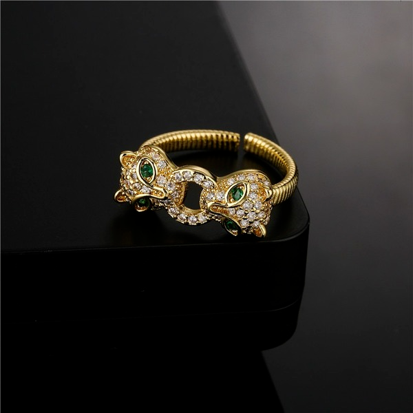 Bulk Jewelry Wholesale gold copper double-headed jaguar Rings JDC-RS-ag036 Wholesale factory from China YIWU China
