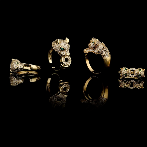 Bulk Jewelry Wholesale gold copper double-headed jaguar Rings JDC-RS-ag036 Wholesale factory from China YIWU China