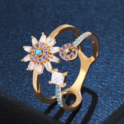 Bulk Jewelry Wholesale gold copper double-layer hollow flower Rings JDC-RS-AS190 Wholesale factory from China YIWU China
