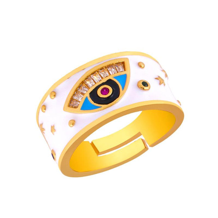 Bulk Jewelry Wholesale gold copper Evil Eye ring JDC-RS-AS050 Wholesale factory from China YIWU China