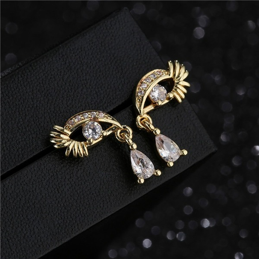 Bulk Jewelry Wholesale gold copper eye tears set diamond earrings JDC-ES-ag072 Wholesale factory from China YIWU China