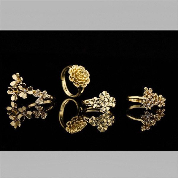 Bulk Jewelry Wholesale gold copper flower opening Rings JDC-RS-ag073 Wholesale factory from China YIWU China