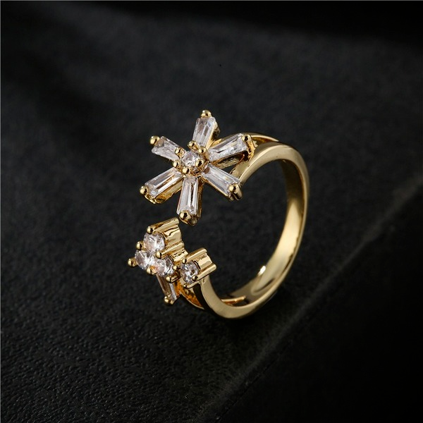 Bulk Jewelry Wholesale gold copper geometric flower opening Rings JDC-RS-ag049 Wholesale factory from China YIWU China