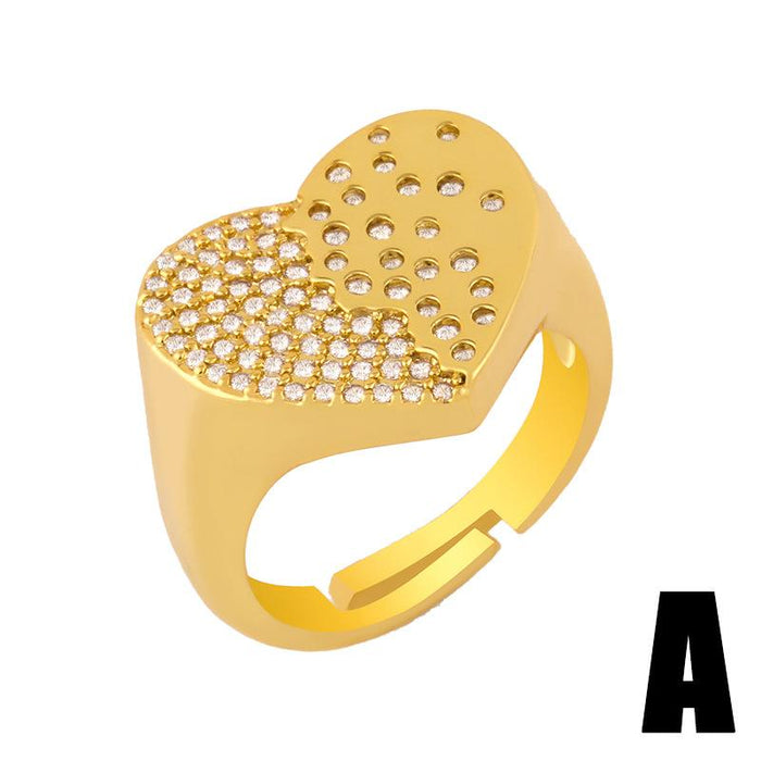 Bulk Jewelry Wholesale gold copper heart Rings JDC-RS-AS136 Wholesale factory from China YIWU China