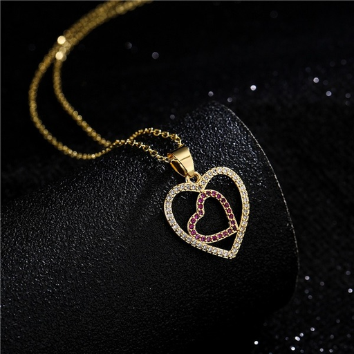 Bulk Jewelry Wholesale gold copper hollow double Love Pendant Necklaces JDC-NE-ag034 Wholesale factory from China YIWU China