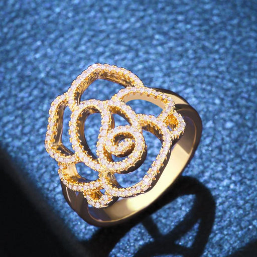 Bulk Jewelry Wholesale gold copper hollow flower Rings JDC-RS-AS097 Wholesale factory from China YIWU China