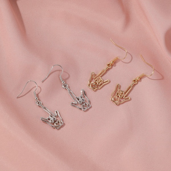 Bulk Jewelry Wholesale gold copper hollow gesture I love your earrings JDC-ES-D463 Wholesale factory from China YIWU China