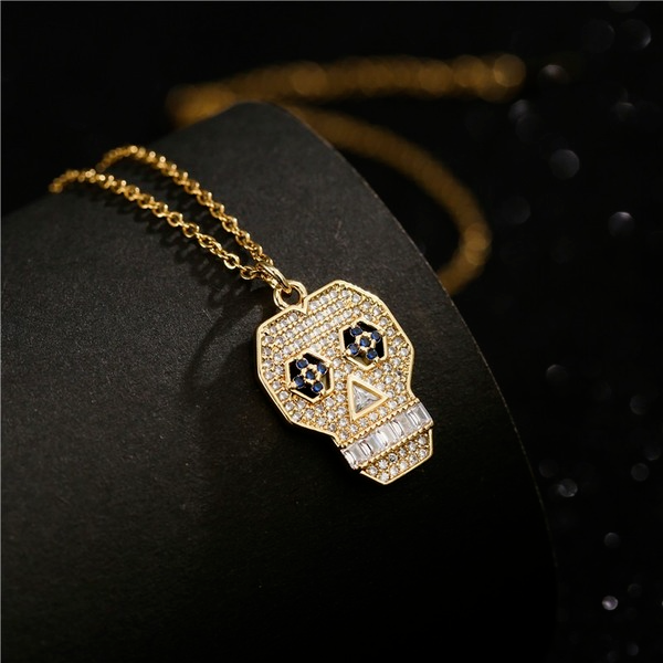 Bulk Jewelry Wholesale gold copper hollow skull Necklaces JDC-NE-ag032 Wholesale factory from China YIWU China