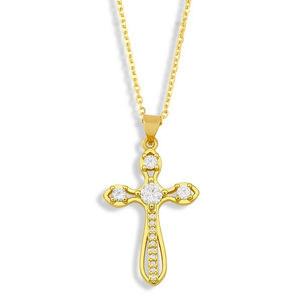 Bulk Jewelry Wholesale gold copper inlaid zircon cross Necklaces JDC-NE-AS271 Wholesale factory from China YIWU China