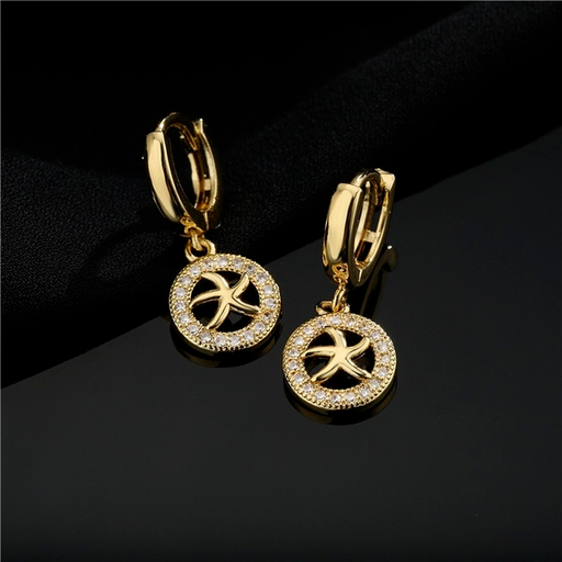 Bulk Jewelry Wholesale gold copper inlaid zircon starfish earrings JDC-ES-ag050 Wholesale factory from China YIWU China